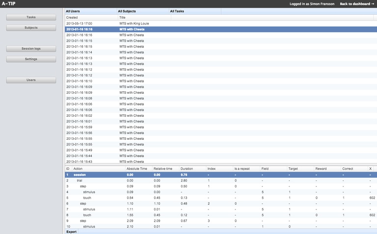 Session logs
